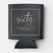 60歳モダンの誕生日シンプルのスタイリッシュスクリプエレガントト 缶クーラー (正面)