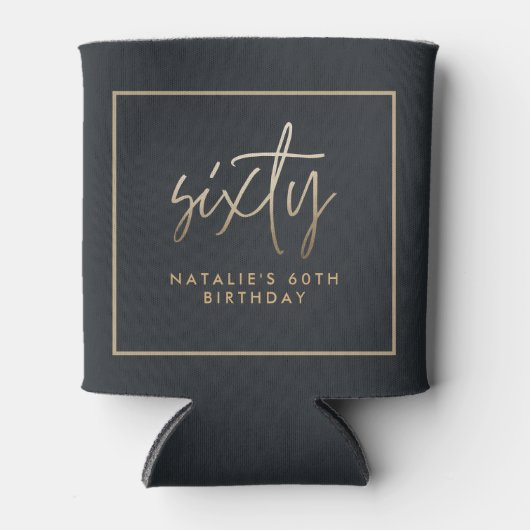 60歳モダンの誕生日シンプルのスタイリッシュスクリプエレガントト 缶クーラー (正面)