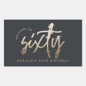 60歳モダンの誕生日シンプルのスタイリッシュスクリプエレガントト 長方形シール (正面)