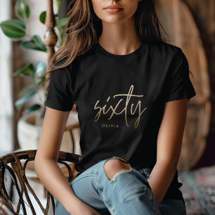 60歳モダンの誕生日シンプルのスタイリッシュスクリプエレガントト Tシャツ