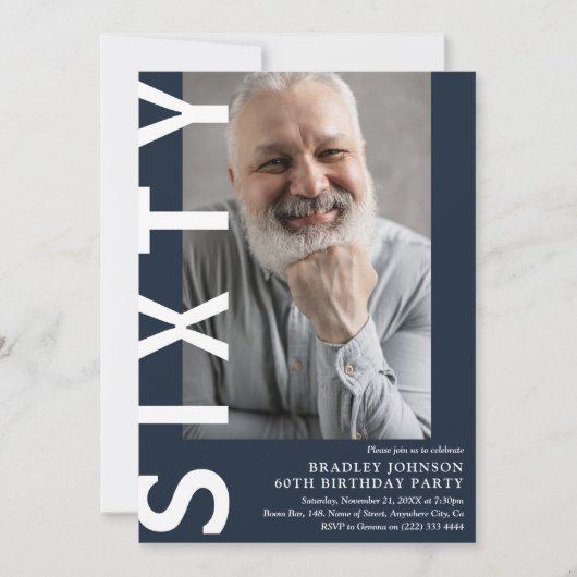 60歳モダンの誕生日パーティーへの招待 招待状 (正面)