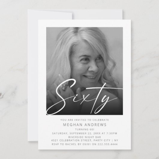 60歳モダンの誕生日パーティーへの招待 招待状 (正面)
