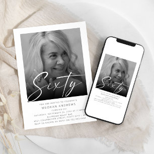 60歳モダンの誕生日パーティーへの招待 招待状