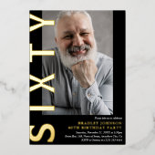 60歳モダンの誕生日パーティーへの招待 箔招待状 (正面)