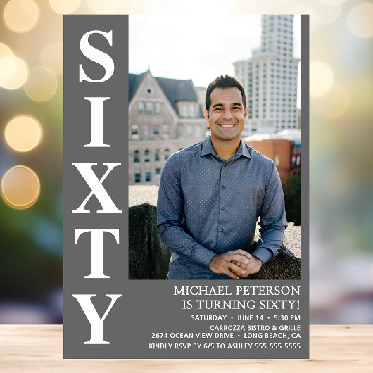 60歳モダンの誕生日パーティー 招待状