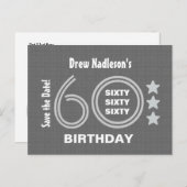 60歳モダンの誕生日パーティーA03を保存 案内ポストカード (正面/裏面)