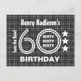 60歳モダンの誕生日パーティーA03Aを保存 案内ポストカード