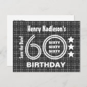 60歳モダンの誕生日パーティーA03Aを保存 案内ポストカード (正面/裏面)
