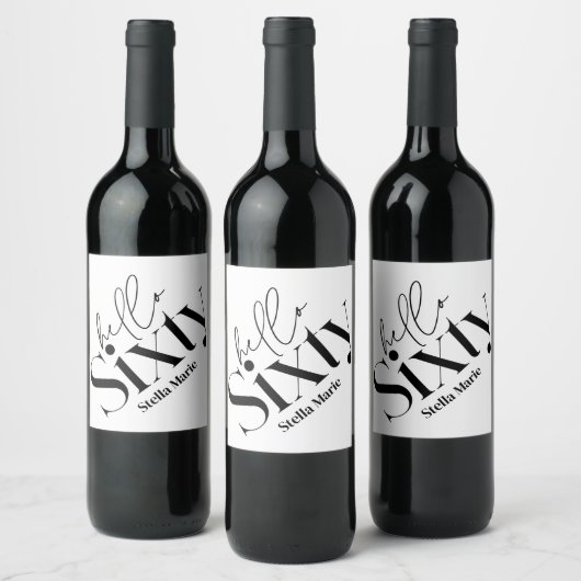 60歳モダンミニマルエレガントの誕生日 ワインラベル (ボトル)