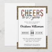 60歳モダン誕生日パーティーヒョウ印刷エレガント 招待状 (正面/裏面)