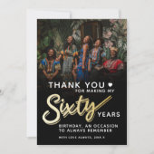 60歳モダン金ゴールドブラック60歳台本文字 サンキューカード (正面)