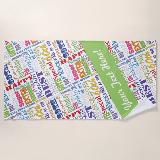 60歳ユニークの誕生日プレゼント ビーチタオル (正面)