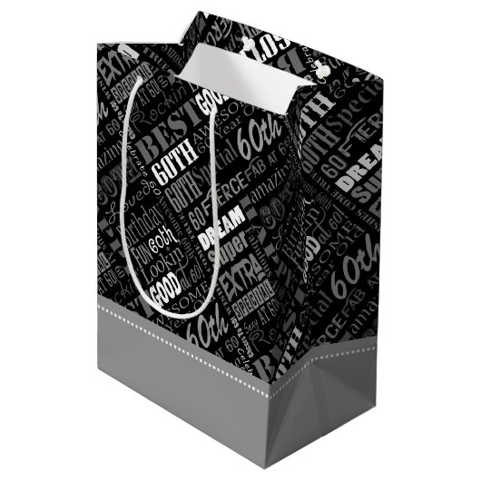 60歳ユニークの誕生日プレゼント ミディアムペーパーバッグ (裏面アングル)