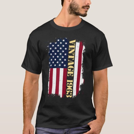 60歳ヴィンテージ米国国旗1963米国国旗60t tシャツ (正面)