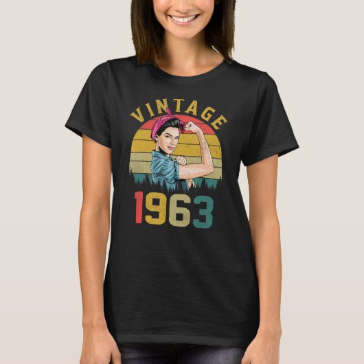 60歳ヴィンテージ1963 60番目の誕生日（女性のための） Tシャツ (正面)