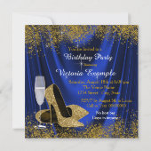 60歳王室のの誕生日パーティーに踏み込む青い金ゴールド 招待状 (裏面)