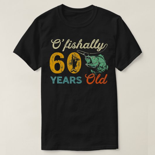 60歳魚釣りギフト60誕生日カッコいい大学 Tシャツ (デザイン正面)