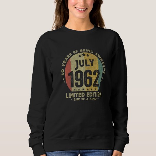 60歳1962年7月60誕生日 スウェットシャツ (正面)