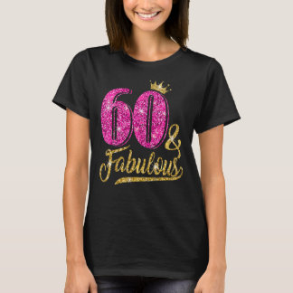 60歳60歳と素晴らしい60誕生日ピンククロ Tシャツ