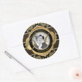 60歳60歳金ゴールドダイヤモンドブラックフォトフレーム ラウンドシール (封筒)