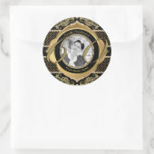 60歳60歳金ゴールドダイヤモンドブラックフォトフレーム ラウンドシール (バッグ)