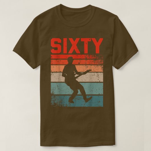 60歳60誕生日マンギターギタリ Tシャツ (デザイン正面)
