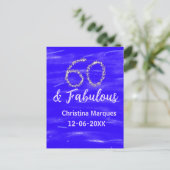 60歳 お誕生日おめでとう ブルーシルバー 名前 日付を追加 ポストカード (スタンド正面)