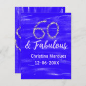 60歳 お誕生日おめでとう ブルーシルバー 名前 日付を追加 ポストカード (正面/裏面)