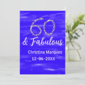 60歳 お誕生日おめでとう ブルーシルバー 名前 日付を追加 招待状 (スタンド正面)