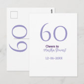 60歳 お誕生日おめでとう 紫 太字 名前 日付 スタイリッシュ ポストカード (正面/裏面)