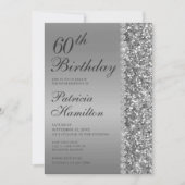 60歳 エレガント シルバー 誕生日 招待状 (正面)