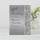 60歳 エレガント シルバー 誕生日 招待状 (スタンド正面)