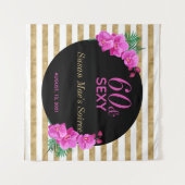 60歳 セクシー ゴールド ブラック 60歳の誕生日パーティー タペストリー (正面(横))