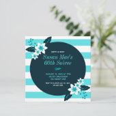 60歳 セクシー ティール ホワイト 誕生日パーティー 招待状 (スタンド正面)