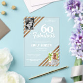 60歳 ファビュラス ゴールドグリッター 2枚の写真 60歳の誕生日 アクリル招待状 (インサイチュ (ウェディング))