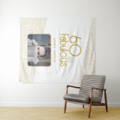 60歳 ファビュラス ゴールドグリッター 60歳誕生日写真 タペストリー (インサイチュ(横))