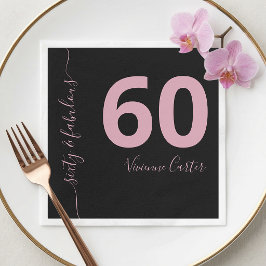60歳 ファビュラス スクリプト ピンク 60歳の誕生日パーティー スタンダードカクテルナプキン