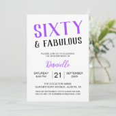 60歳 ファビュラス パープル 60歳の誕生日 招待状 (スタンド正面)