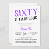 60歳 ファビュラス パープル 60歳の誕生日 招待状 (正面/裏面)