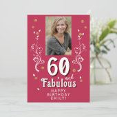 60歳 & ファビュラス フォリアージ マゼンタ フォト 60歳誕生日 (スタンド正面)