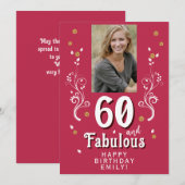 60歳 & ファビュラス フォリアージ マゼンタ フォト 60歳誕生日 (正面/裏面)
