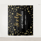 60歳 & ファビュラス 誕生日 フォトブース 背景 バナー タペストリー (正面)