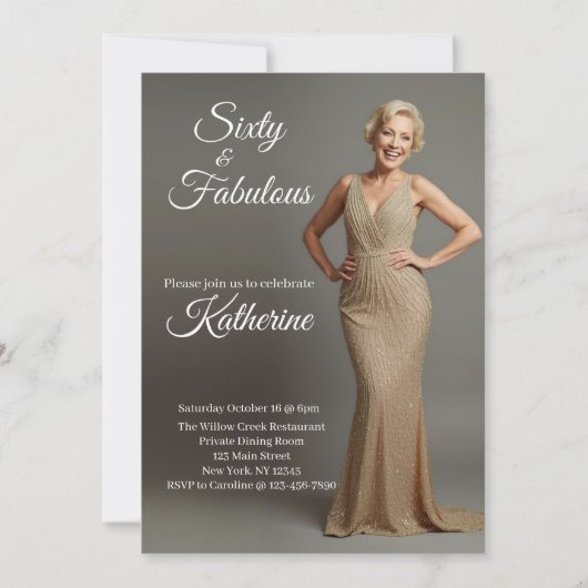 60歳 ファビュラス | 60歳の誕生日パーティー 招待状 (正面)