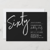 60歳 | モダンな白黒の60歳の誕生日パーティー招待状Ⅰ 招待状 (正面)