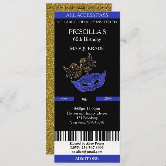 60歳、招待状チケット誕生日女性 招待状 (正面/裏面)