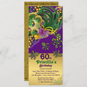 60歳、招待状チケット誕生日女性 招待状 (正面/裏面)