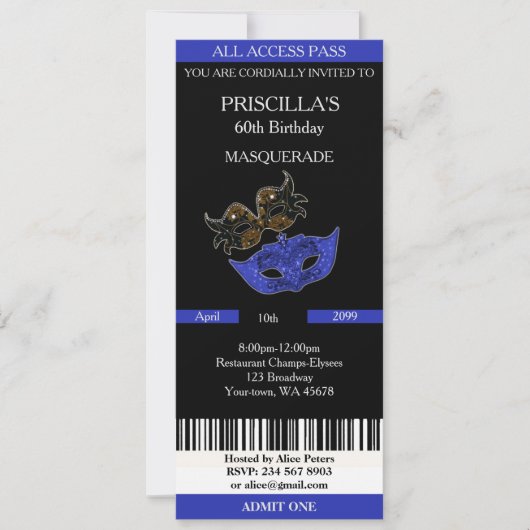 60歳、招待状チケット誕生日女性 招待状 (正面)