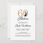60歳 誕生日おめでとう ゴールドグリッター パーティー 招待状 (正面)