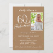 60歳 誕生日 おしゃれ ベージュ フォトパーティー招待状 招待状 (正面)