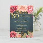 60歳 誕生日 おしゃれ 花 モダンな60歳の誕生日パーティー 招待状 (スタンド正面)